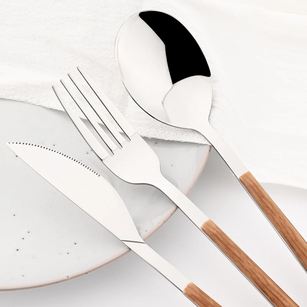16/24/30Pcs Stainless Steel Im - Bamboo Cutlery ulasan dan harga
