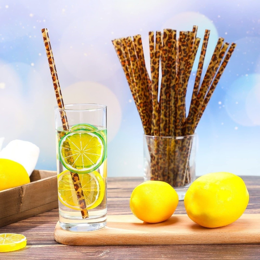 Trendy Leopard Print Drinking  - Reusable Straw ulasan dan harga