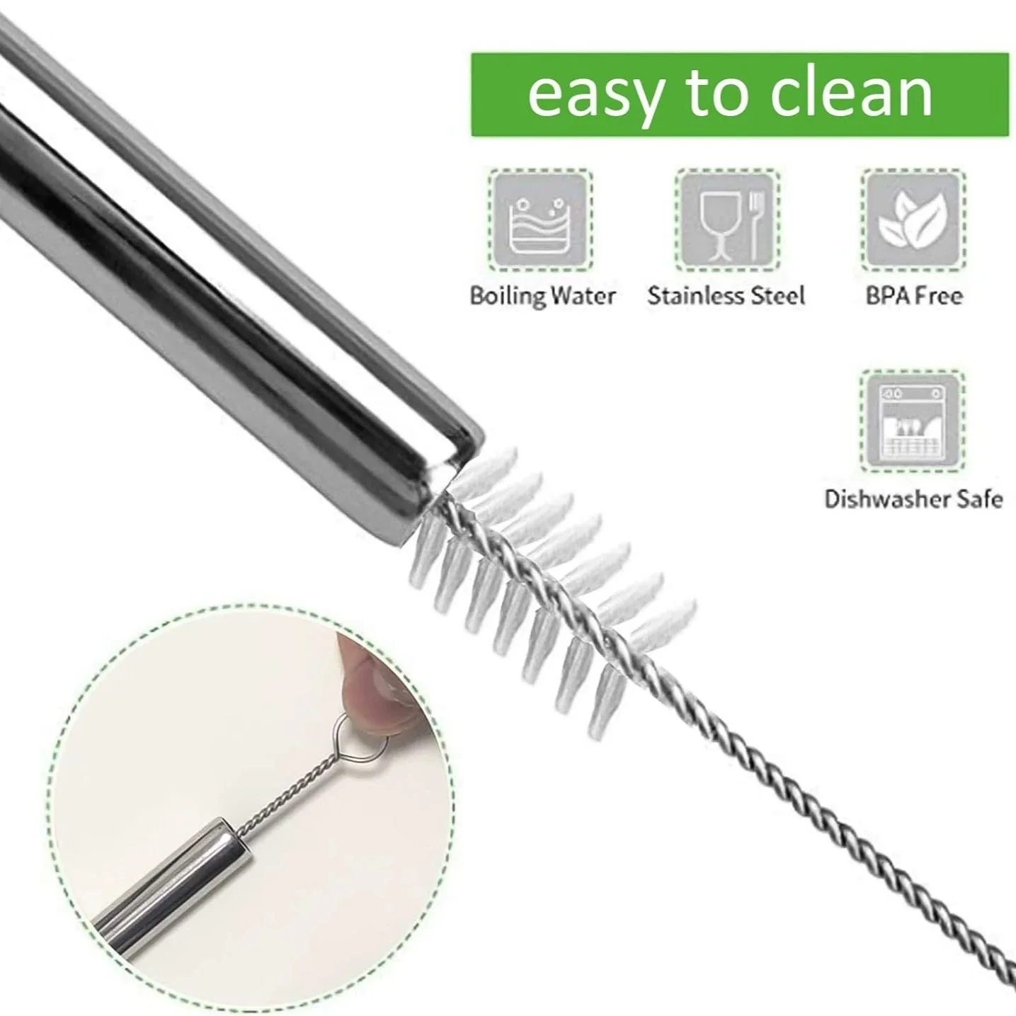 100Pcs Stainless Steel Straw D - Reusable Straw ulasan dan harga