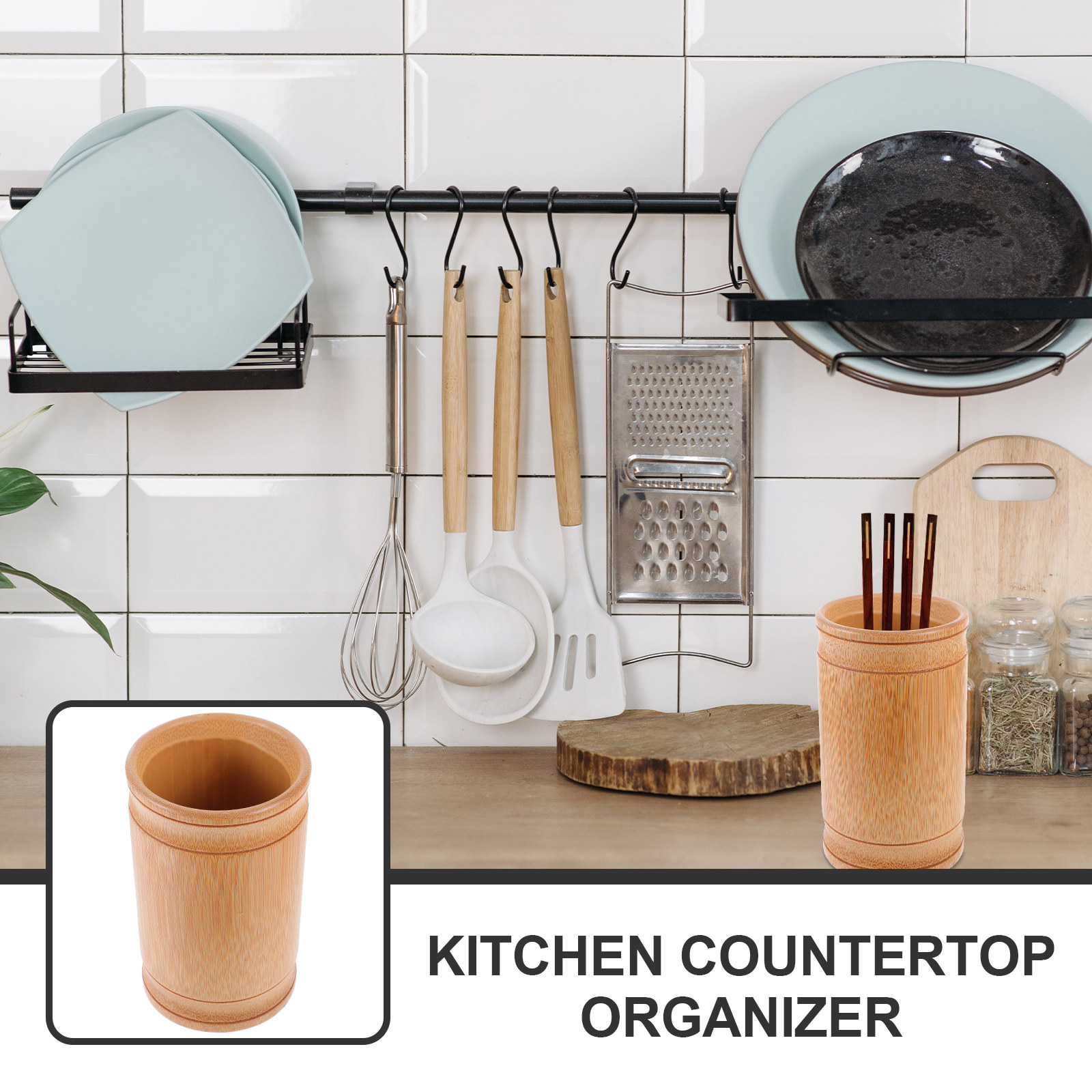 Bamboo Kitchen Countertop Orga - Bamboo Cutlery ulasan dan harga