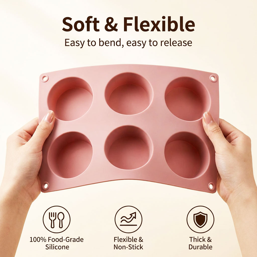 6 Cavity Silicone Round Cake M - Eco Soap ulasan dan harga