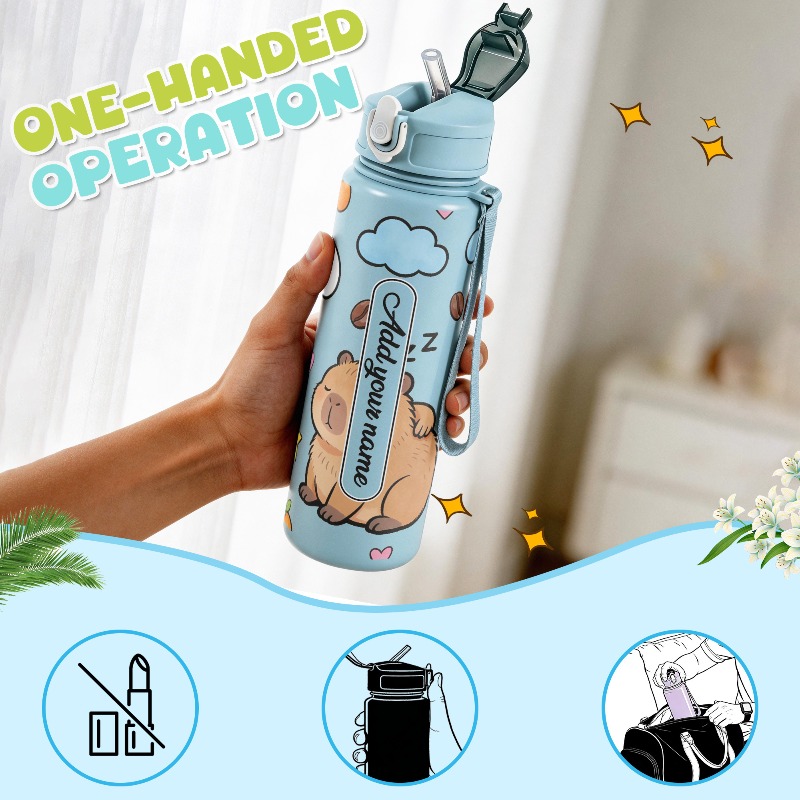 750ml Custom Name Cute Capybar - Reusable Straw ulasan dan harga