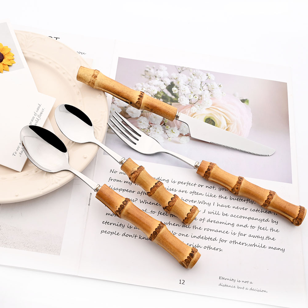Drmfiy 5/20Pcs Kitchen Silver  - Bamboo Cutlery ulasan dan harga