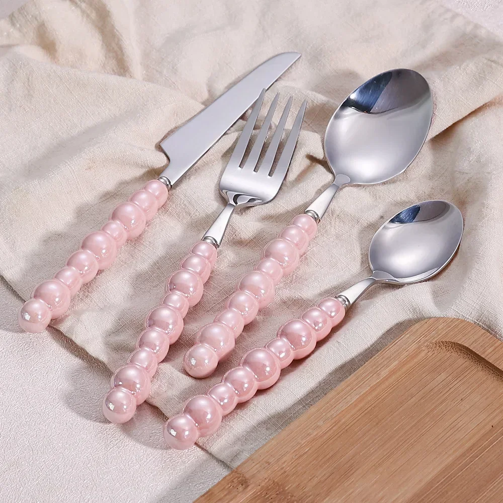 4Pcs Luxury Dinnerware Set Cer - Bamboo Cutlery ulasan dan harga