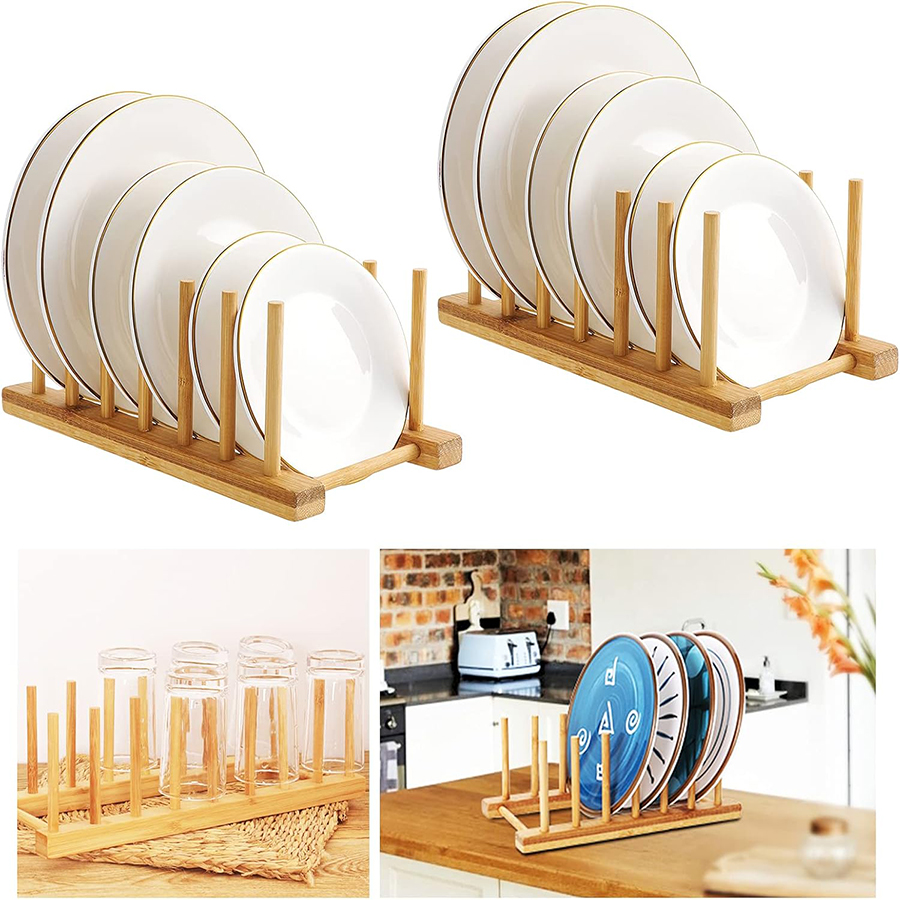 1pcs/2pcs Bamboo Dish Rack, Pl - Bamboo Cutlery ulasan dan harga