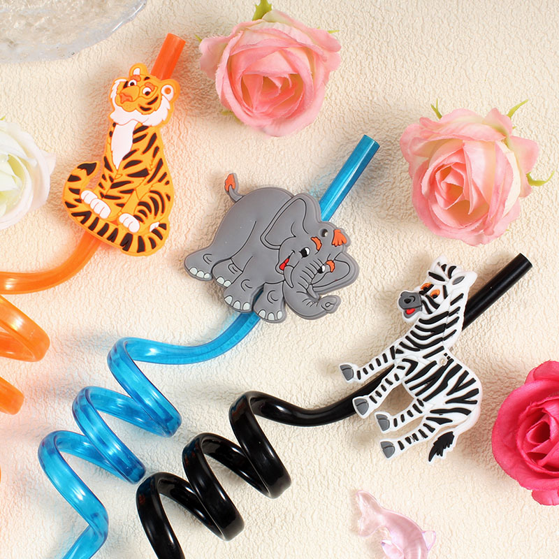 12-pack of cartoon animal-them - Reusable Straw ulasan dan harga
