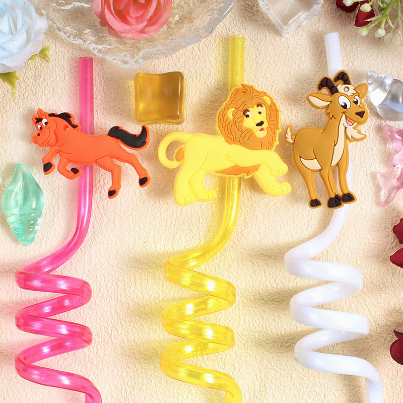 12-pack of cartoon animal-them - Reusable Straw ulasan dan harga