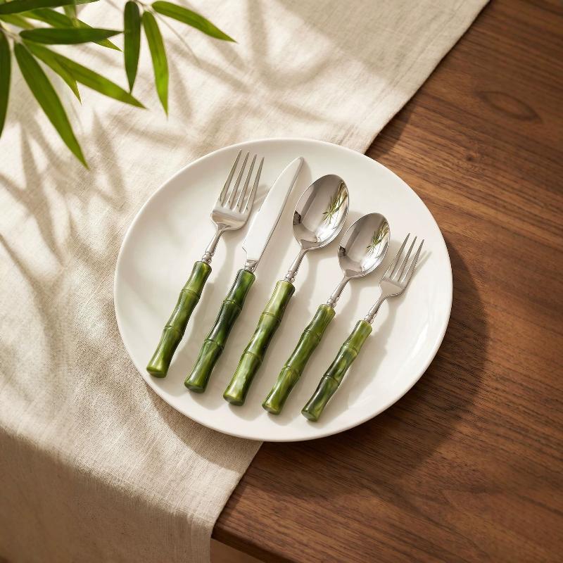 Bamboo Handle Acrylic 304 Stai - Bamboo Cutlery ulasan dan harga